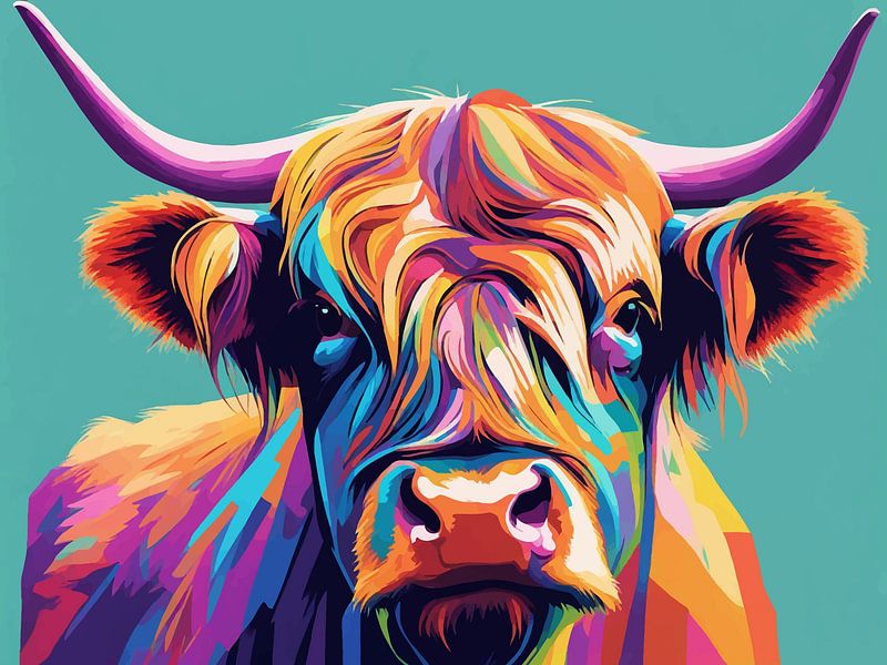 Highland Cow Pop Art 8 by MIROKKU