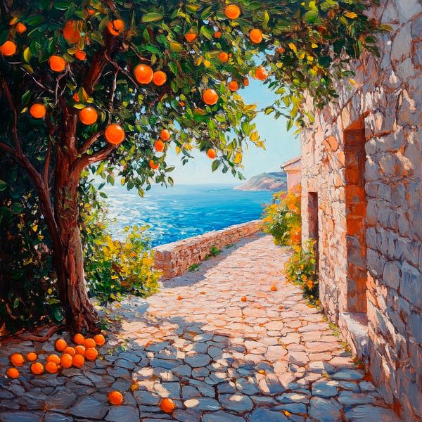 Orange tree coastal path by Poster Art Shop