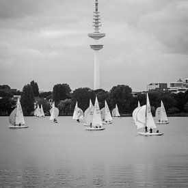 Hamburg Outer Alster Sailboats Telemichel - Ville Eau Paysage Navires sur Der HanseArt