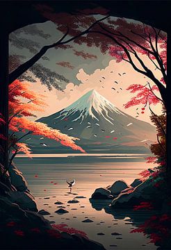 Peinture de paysage japonaise sur drdigitaldesign