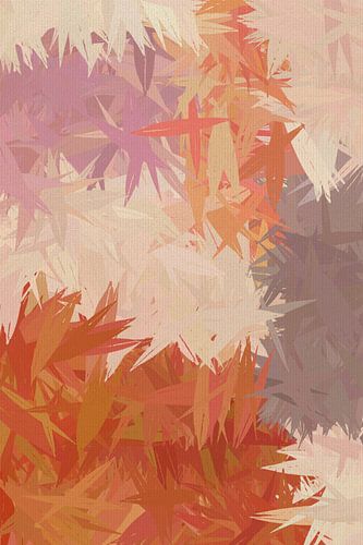 Fleurs abstraites en terre cuite, lilas et taupe chauds