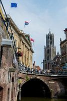 Domtoren et l'hôtel de ville depuis le quai du Oude Gracht, Utrecht