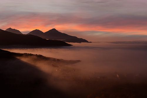 Misty morning sunrise
