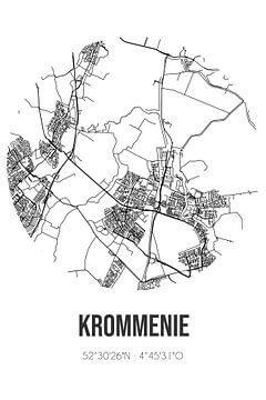Krommenie (Noord-Holland) | Landkaart | Zwart-wit van MijnStadsPoster