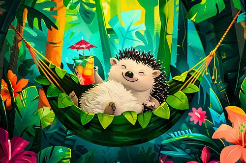 Egel in kleurrijke tropische jungle