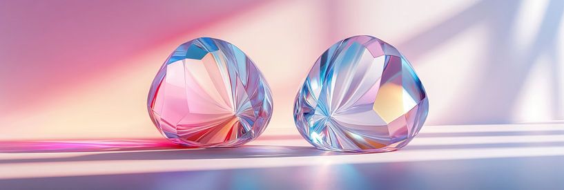 Stylish crystals in pastel as modern wall art panorama by Digitale Schilderijen
