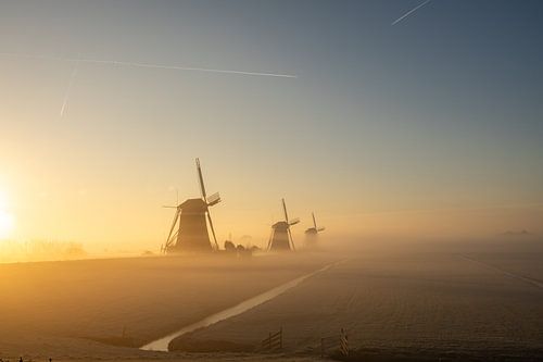 3 Moulins dans la brume sur Sander de Vries