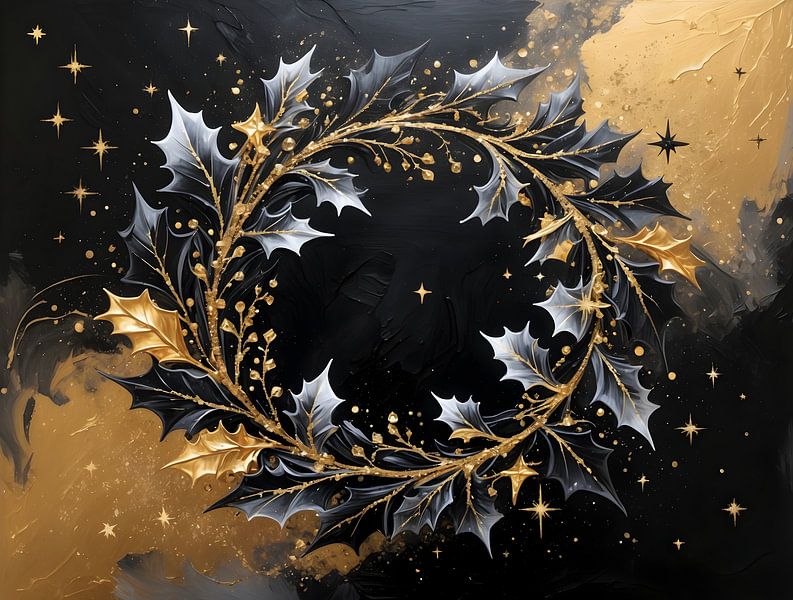 Circle of Light - Golden Winter Wreath by Manuela Dekkers