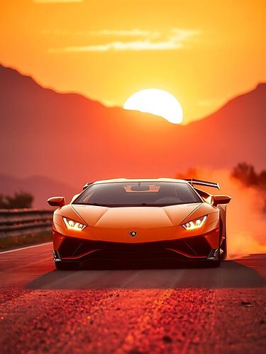 Lamborghini Aventador Rode Zonsondergang