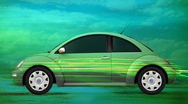 VW New Beetle Art Car Life-Green von aRi F. Huber