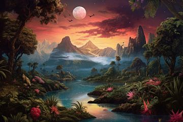 Tropical island bizarre alien landscape by Art Bizarre