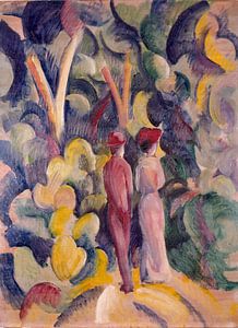 August Macke, Ehepaar auf dem Waldweg - 1913