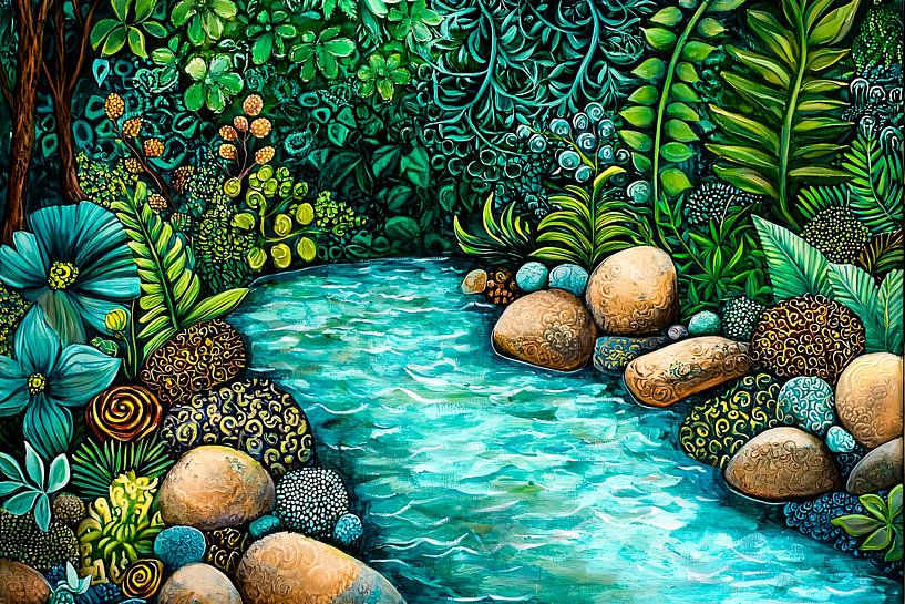 Tropical nature scene with river by Art & Soul Creations