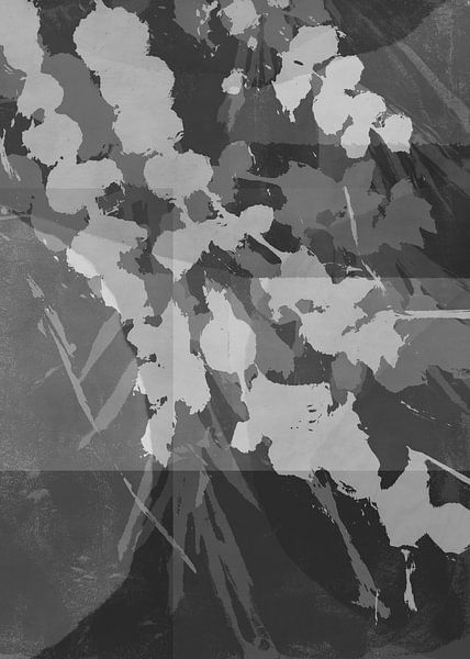 Abstract botanical. Florals in white and black. by Dina Dankers