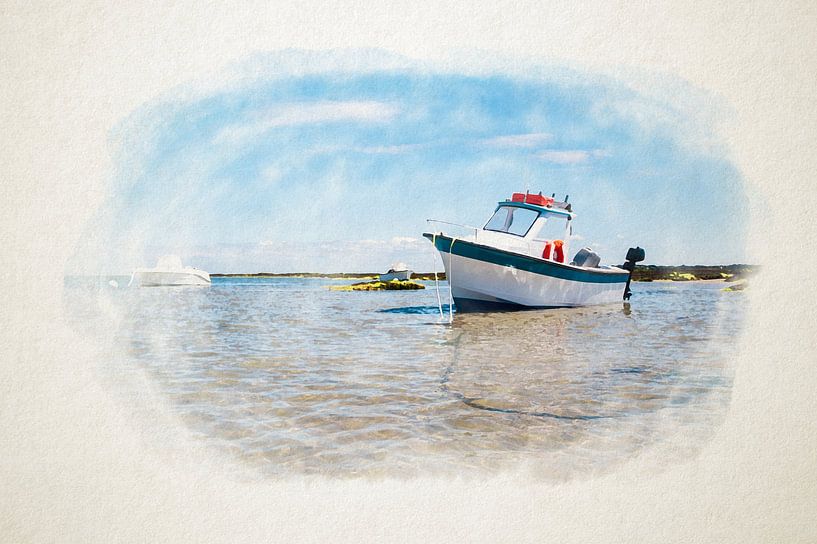 witte boot op zand in waterverf van Youri Mahieu