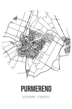 Purmerend (Noord-Holland) | Karte | Schwarz und Weiß von Rezona