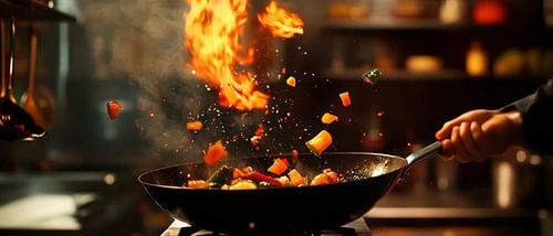 Vurige wokkeuken in actie