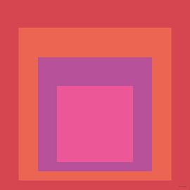 Abstract Rood Paars Vierkant – Minimalistische Kleurstudie van Mid Century Art House