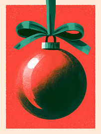 Red Bauble with an Emerald Bow by Mosaic Dialogue