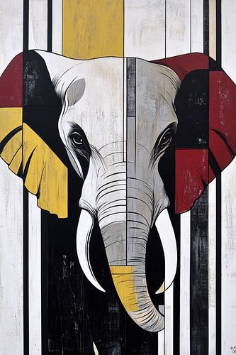 Geometric elephant painting modern
