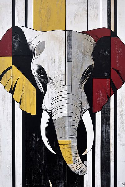 Geometric elephant painting modern by Imperial Art House