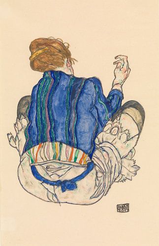 Zittende vrouw, achteraanzicht, Egon Schiele - 1917