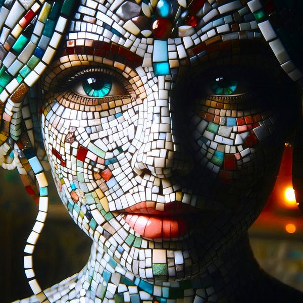 Mosaik-Muse: Ein Porträt aus Fliesen von A.D. Digital ART