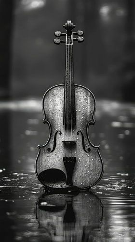 Muziekinstrument in zwart-wit