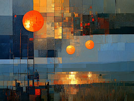 Abstract sunset, oil on canvas