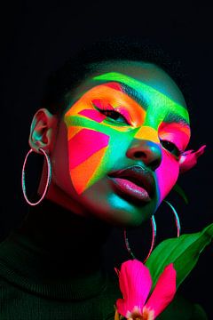 Futuristic portrait with neon colours by Poster Art Shop