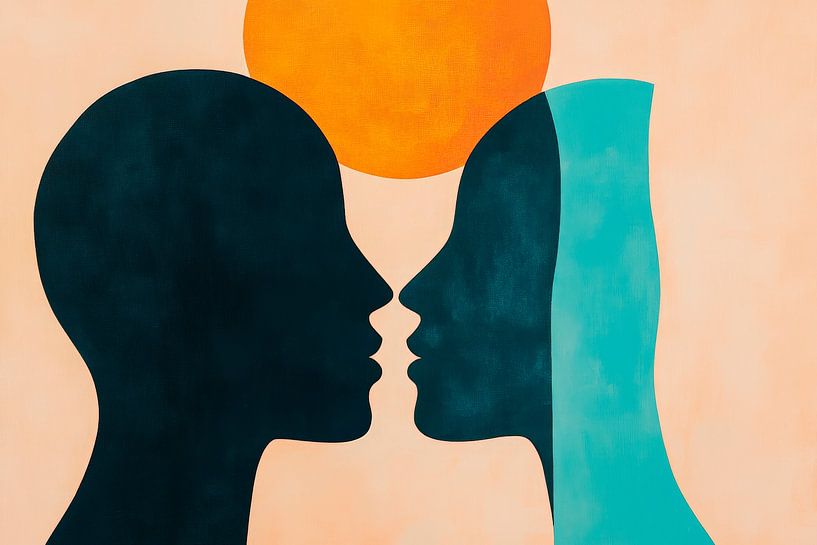 Face profile with sun - colour harmony by Poster Art Shop