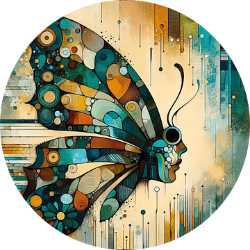 Pop Art Vlinder en Vrouw in Profiel van Betty Maria Digital Art