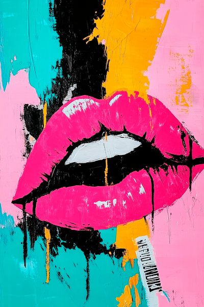 Lip art in vibrant colours by Poster Art Shop