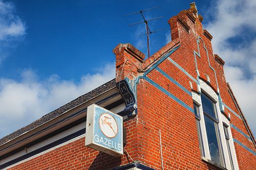 Gazelle sign on old facade in Winsum, Groningen