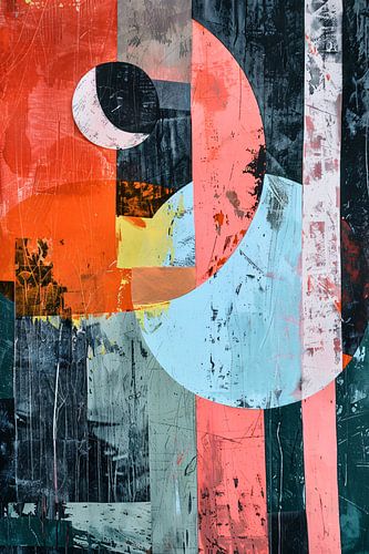 Abstract Kleurenexplosie met Vormen en Lijnen