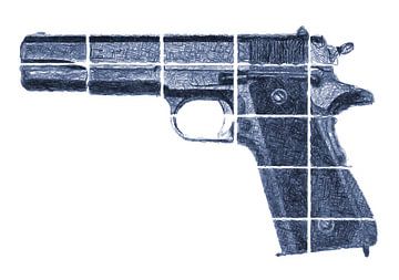 Dessin au traceur d'un pistolet Colt 1911A1 sur Retrotimes