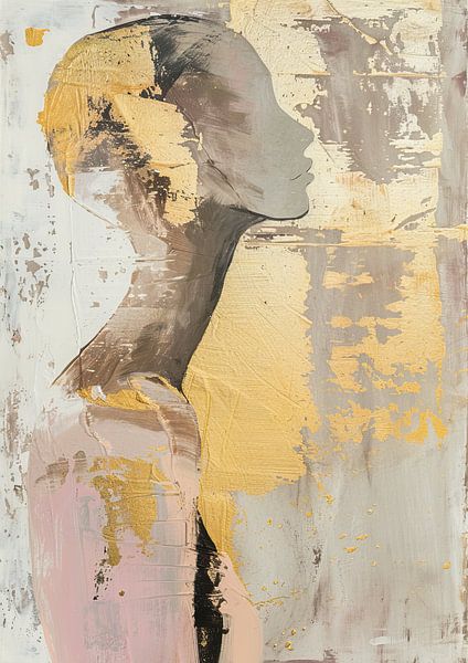 Women's Face | Serene Gold Contemplation par Art Merveilleux