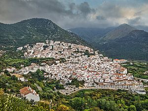 Stadtbild von weißem Dorf Ojen, Spanien