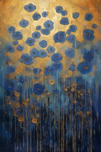 Blaue Blumen in der Abenddämmerung