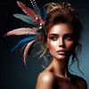 kraftvolles Porträt einer Frau mit Federn im Haar von studio photoflash