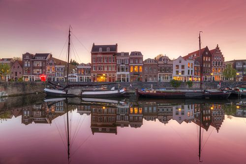 Old harbour of Rotterdam (Delfshaven) after sunset
