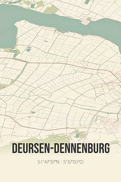 Vieille carte de Deursen-Dennenburg (Brabant du Nord) sur Rezona