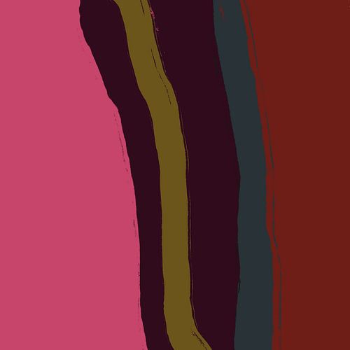 Warm kleurrijk minimalistisch abstract schilderij in retro stijl I