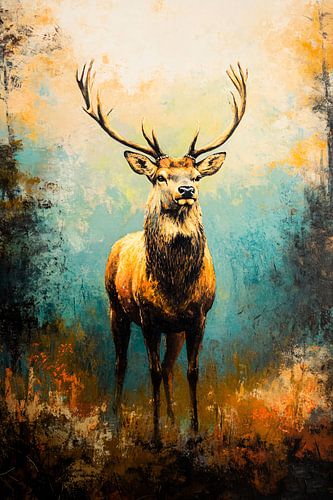 Prachtig hert in boslandschap