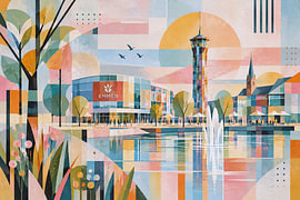 Emmen Cityscape – Modern Painting of the City Centre by Johannes