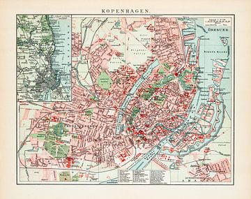 Vintage map Copenhagen ca. 1900 by Studio Wunderkammer