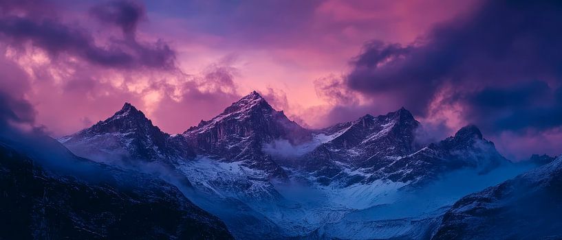 Mountain landscape at sunset by Poster Art Shop
