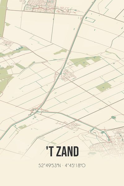 Alte Karte von 't Zand (Nordholland) von Ortsdrucke