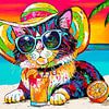 Chilling Kat sur la plage : Détente estivale sur Happy Paintings / Renata Rolefes
