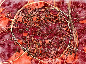 Map of Leuven centrum with the style 'Amber Autumn' by Maporia